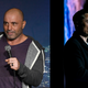 Comedian and podcaster Joe Rogan (left) and Elon Musk